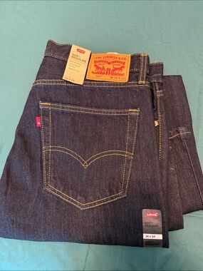 Levi's Men's 505 Regular Jeans - Dark Indigo with Gold Stitching